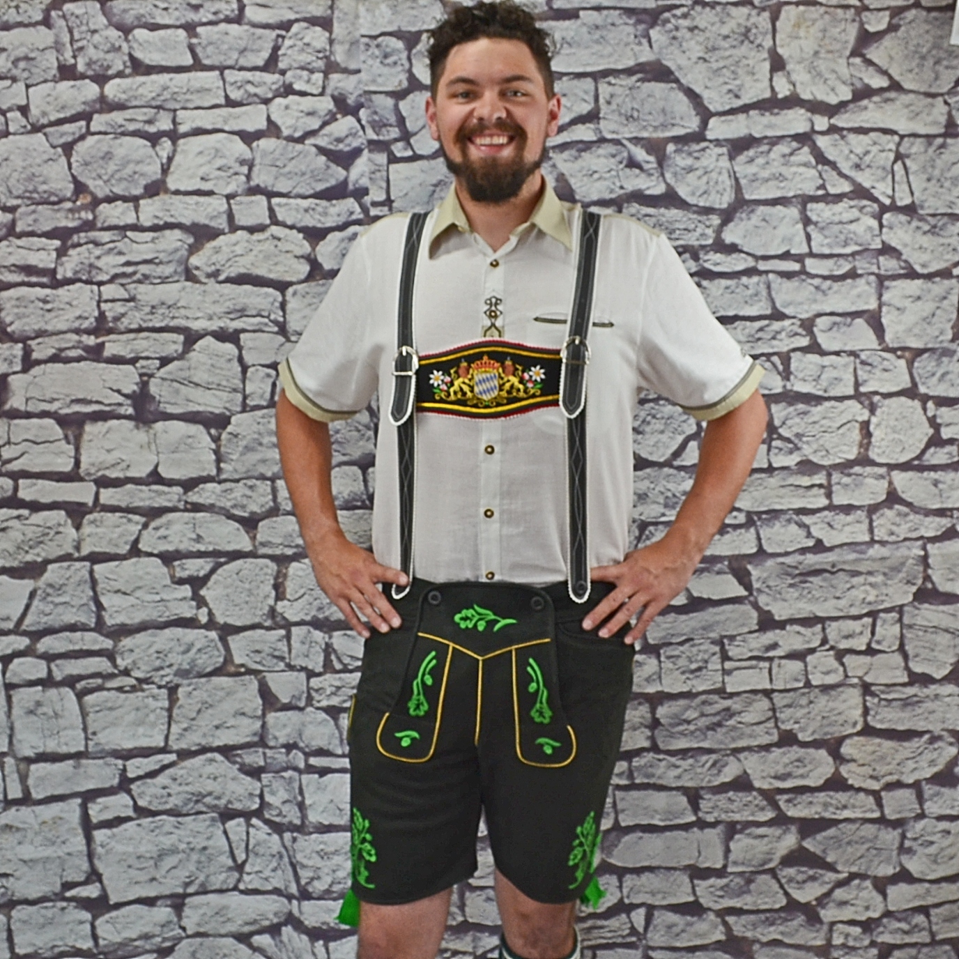 Oktoberfest Lederhosen Set German Bavarian Trachten Men Short Outfit Package G56