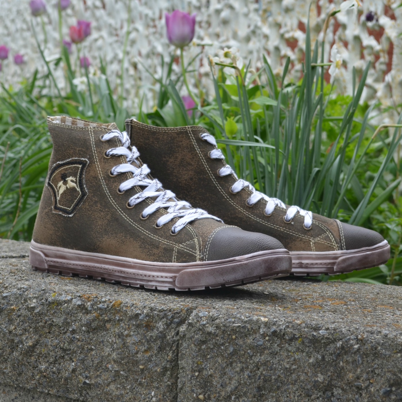 brown leather canvas shoes