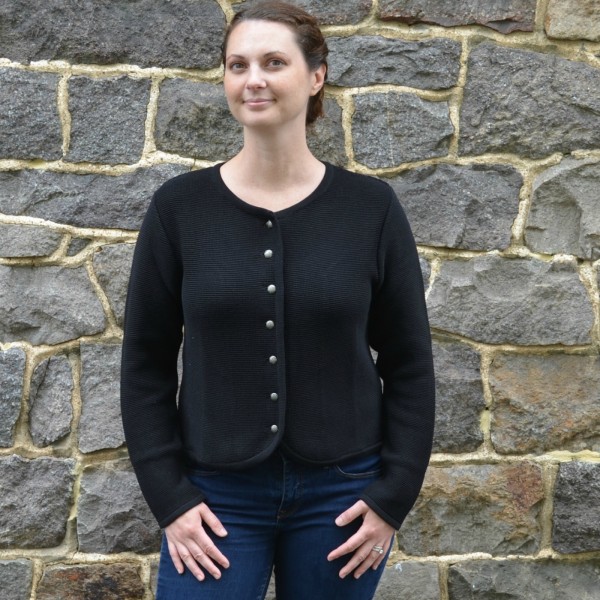 black sweater button front
