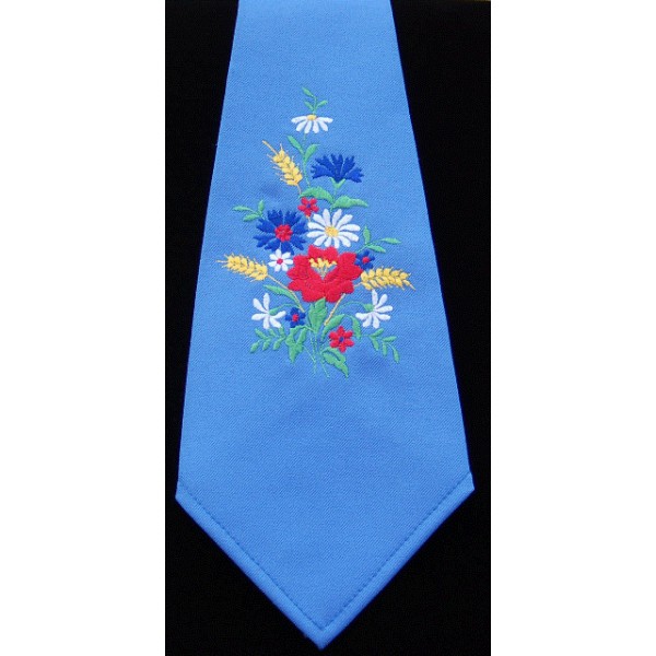 Embroidered cornflower tie Ernst Licht