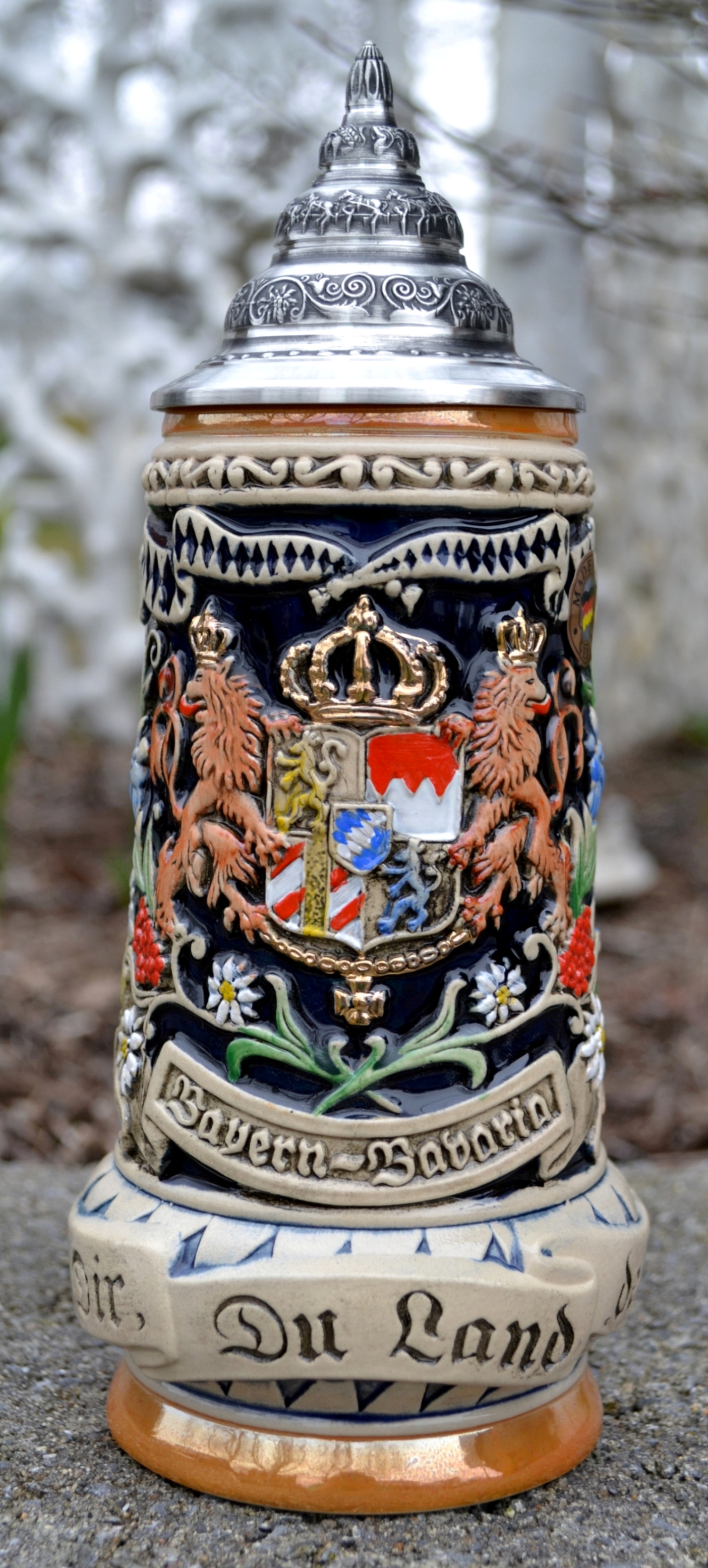 Authentic German Made "Bayern" Beer Stein with Lion