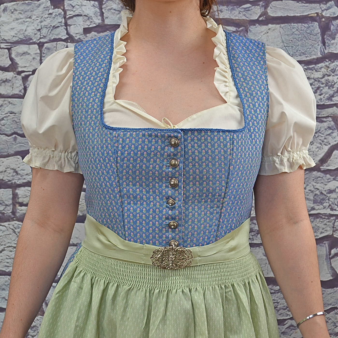 dirndl blue with green apron authentic german clothing stockerpoint size chart