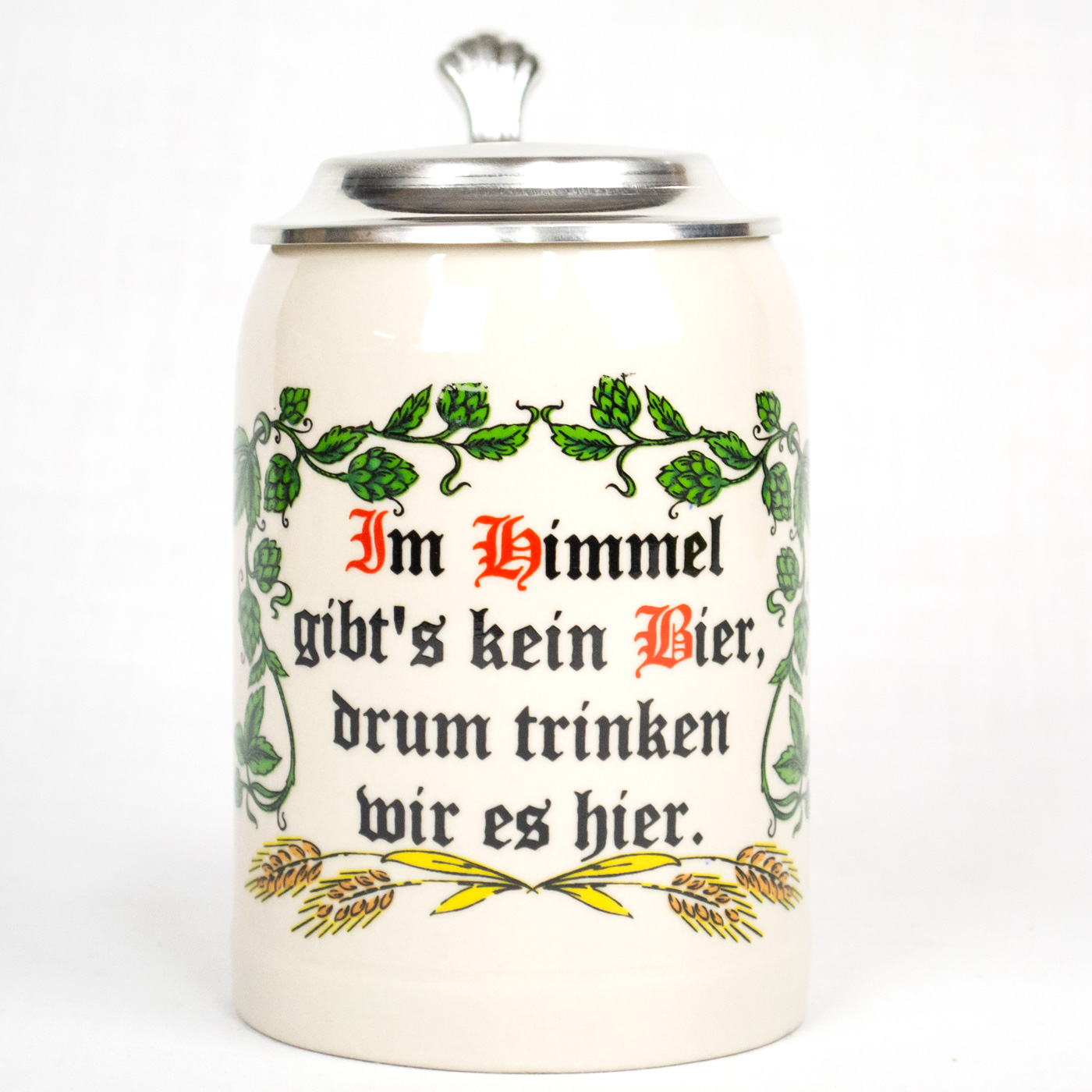Ceramic German Saying Beer Mug 1/2 liter Ernst Licht