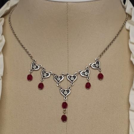 heart with red stones necklace