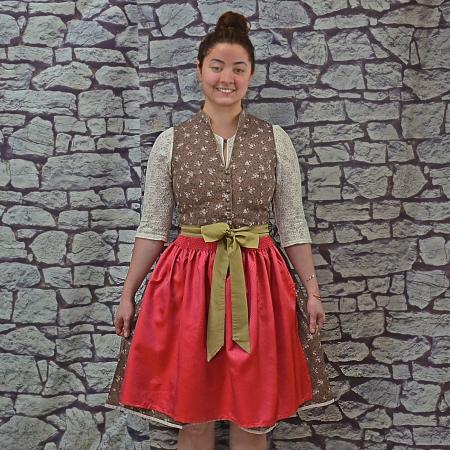 rose dirndl with red apron