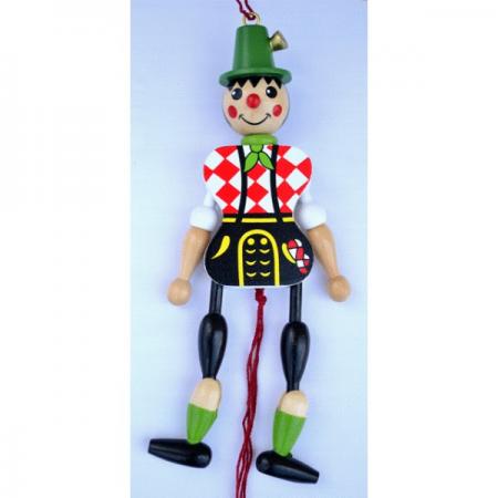 Painted Lederhosen Man with Red Checkered Shirt Jumping Jack