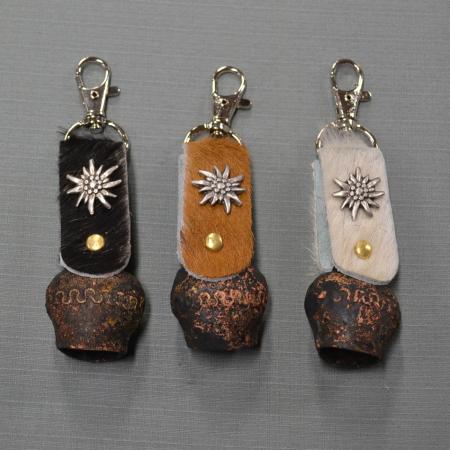Rustic cowbell keychain