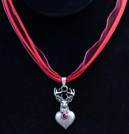 Stag Heart Ribbon Necklace