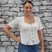 Ladies Imported Button Down Blouse with Eyelet Lace